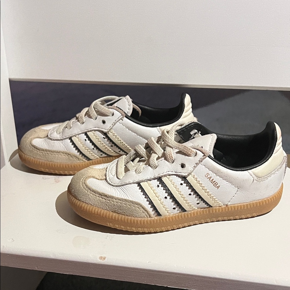Adidas Kids Samba White and Black Sneakers
